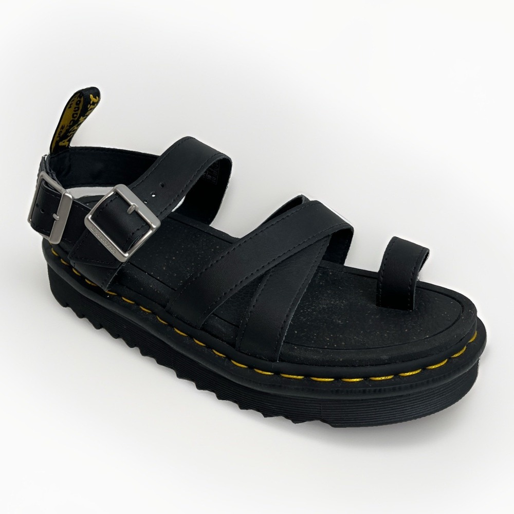 DR MARTENS New Avry Hydro Platform Toe Loop Sandal Black Dual Buckle Size 8